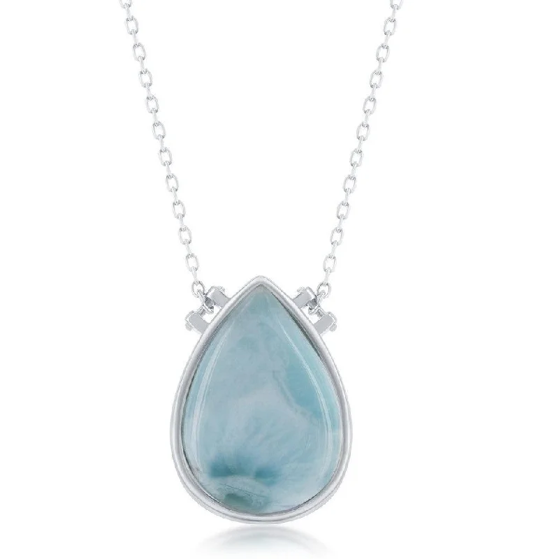 Best necklaces and pendants with infinity hearts for a romantic, eternal symbol-Sterling Silver Pear Shaped Larimar Necklace