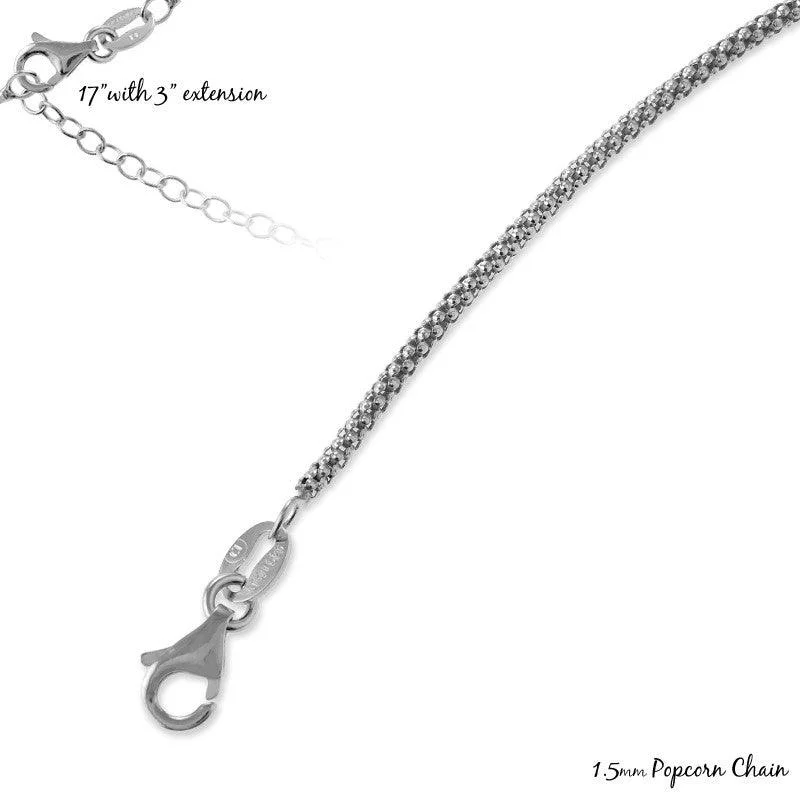 Best necklaces and pendants with adjustable chains for a customizable fit-Sterling Silver Rhodium Plated 1.5mm Popcorn Chain