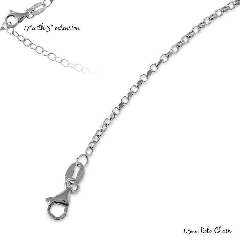 Best necklaces and pendants with vintage lockets for a nostalgic, sentimental look-Sterling Silver Rhodium Plated 1.5mm Rolo Chain