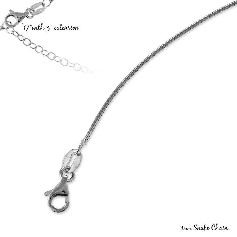 Necklaces and pendants with personalized charms for a custom piece of jewelry-Sterling Silver Rhodium Plated 1mm Snake Chain