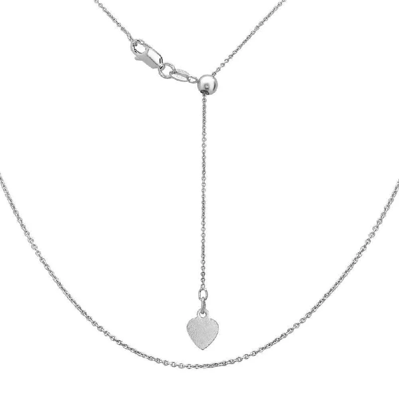 Stunning necklaces and pendants with birthstone pendants for a personal touch-Sterling Silver Rhodium Plated Adjustable Rolo Chain