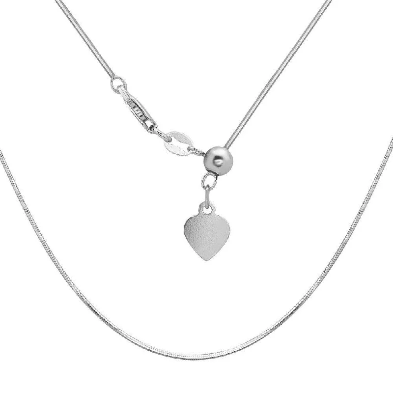 Best necklaces and pendants with heart-shaped lockets for a sentimental keepsake-Sterling Silver Rhodium Plated Adjustable Square Snake Chain