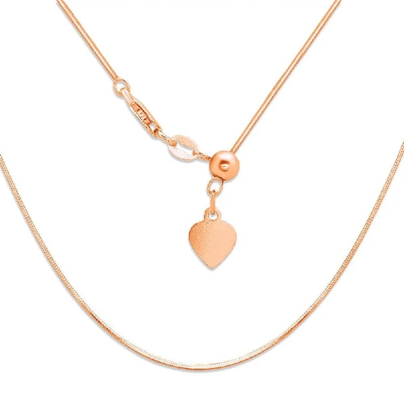 Best necklaces and pendants with intricate filigree for vintage-inspired elegance-Sterling Silver Rose Gold Plated Adjustable Square Snake Chain