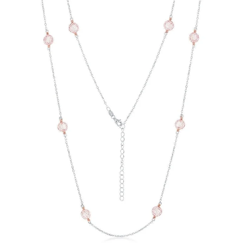 Best necklaces and pendants with cross pendants for a spiritual, meaningful symbol-Sterling Silver Rose Gold Plated CZ By The Yard Necklace