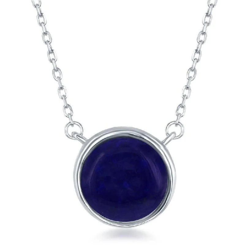 Best necklaces and pendants with seashell designs for a tropical, beachy vibe-Sterling Silver Round Lapis Bezel Set Necklace