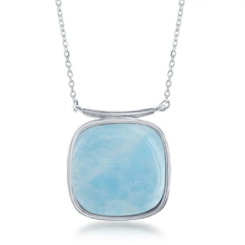 Beautiful necklaces and pendants with moon and star charms for a dreamy effect-Sterling Silver Square Shape Larimar Necklace