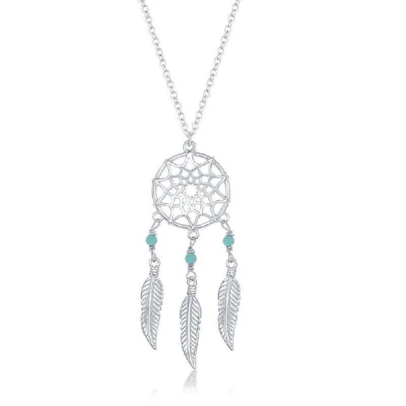 Best necklaces and pendants with butterfly pendants for a delicate, light style-Sterling Silver Turquoise Dream Catcher Necklace