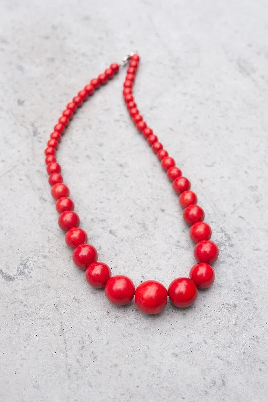 Necklaces and pendants with enamel accents for a colorful, eye-catching appearance-Red Howlite Necklace 18"