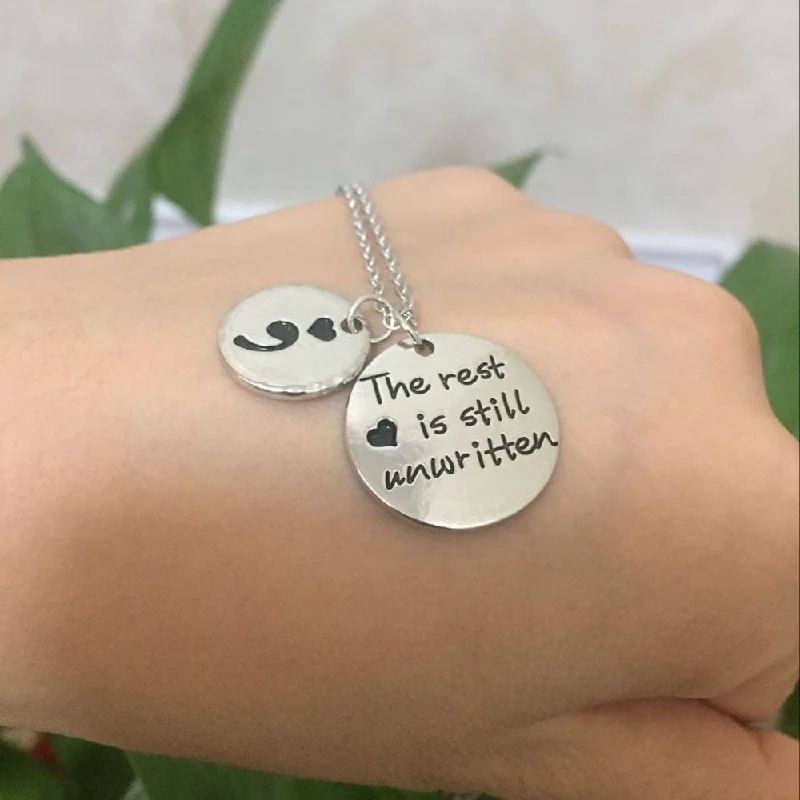 Best necklaces and pendants for everyday wear with minimalist designs-"The rest is still unwritten" Semicolon Birthstone Necklace